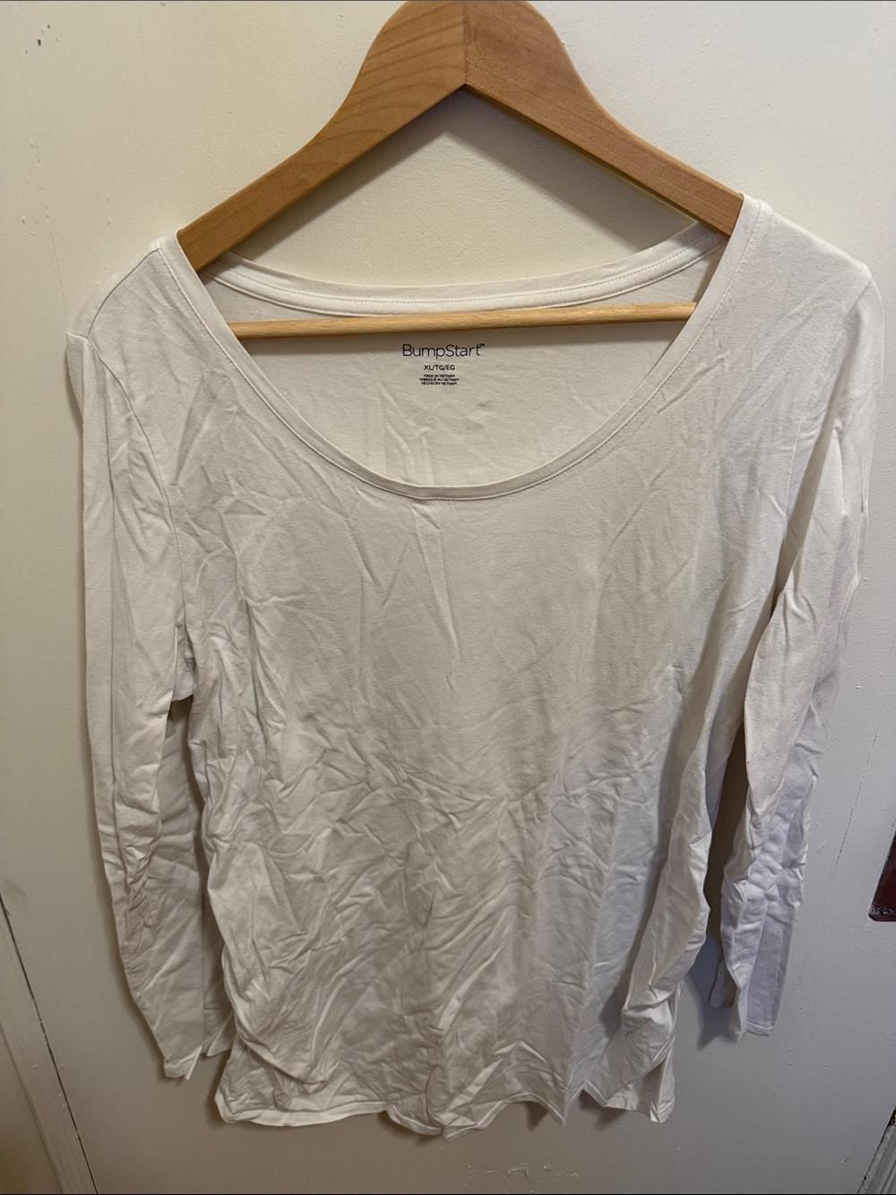 BumpStart Cream Scoop Neck Long Sleeve Tee